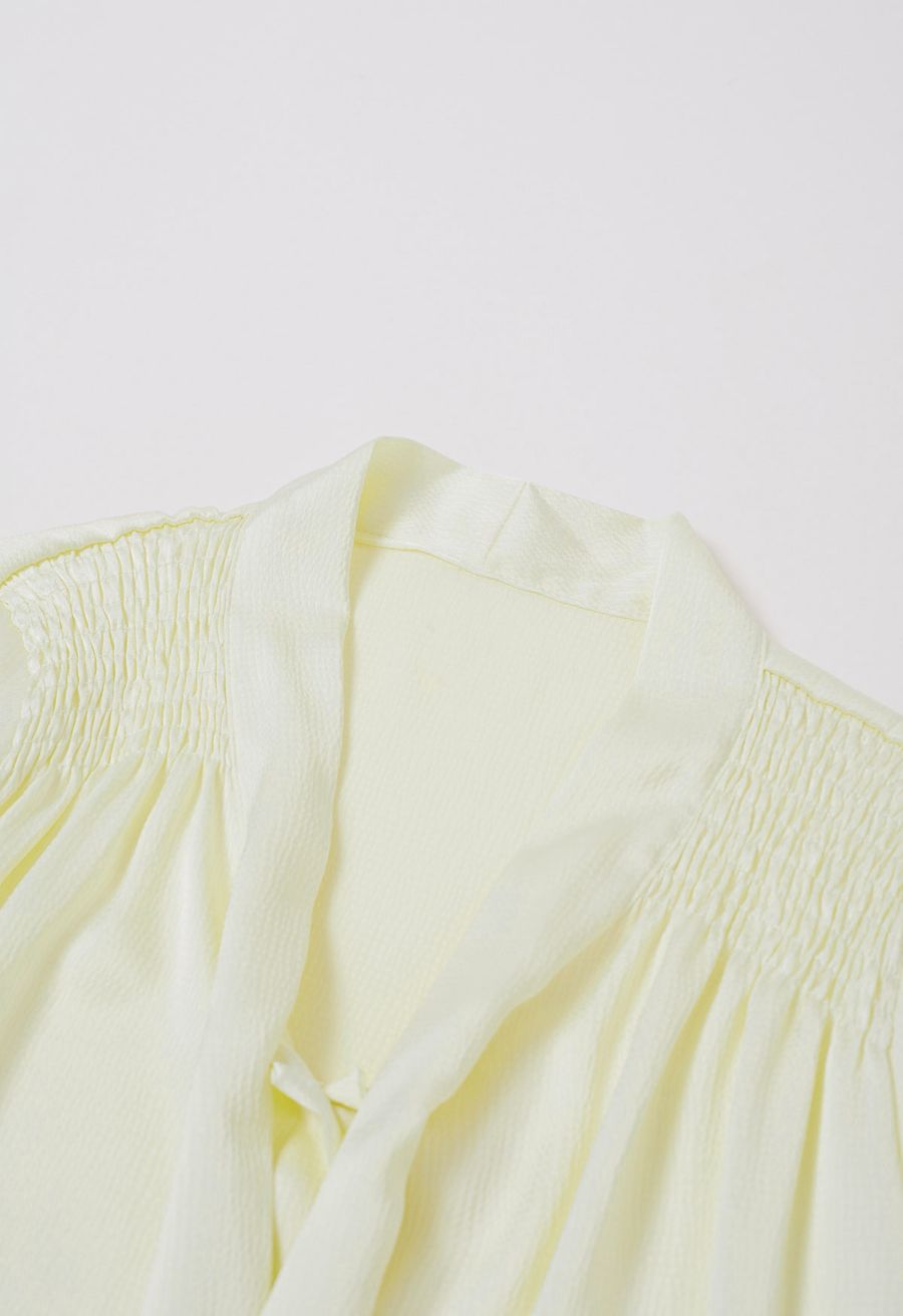 Self-Tie Bowknot Embossed Shirt