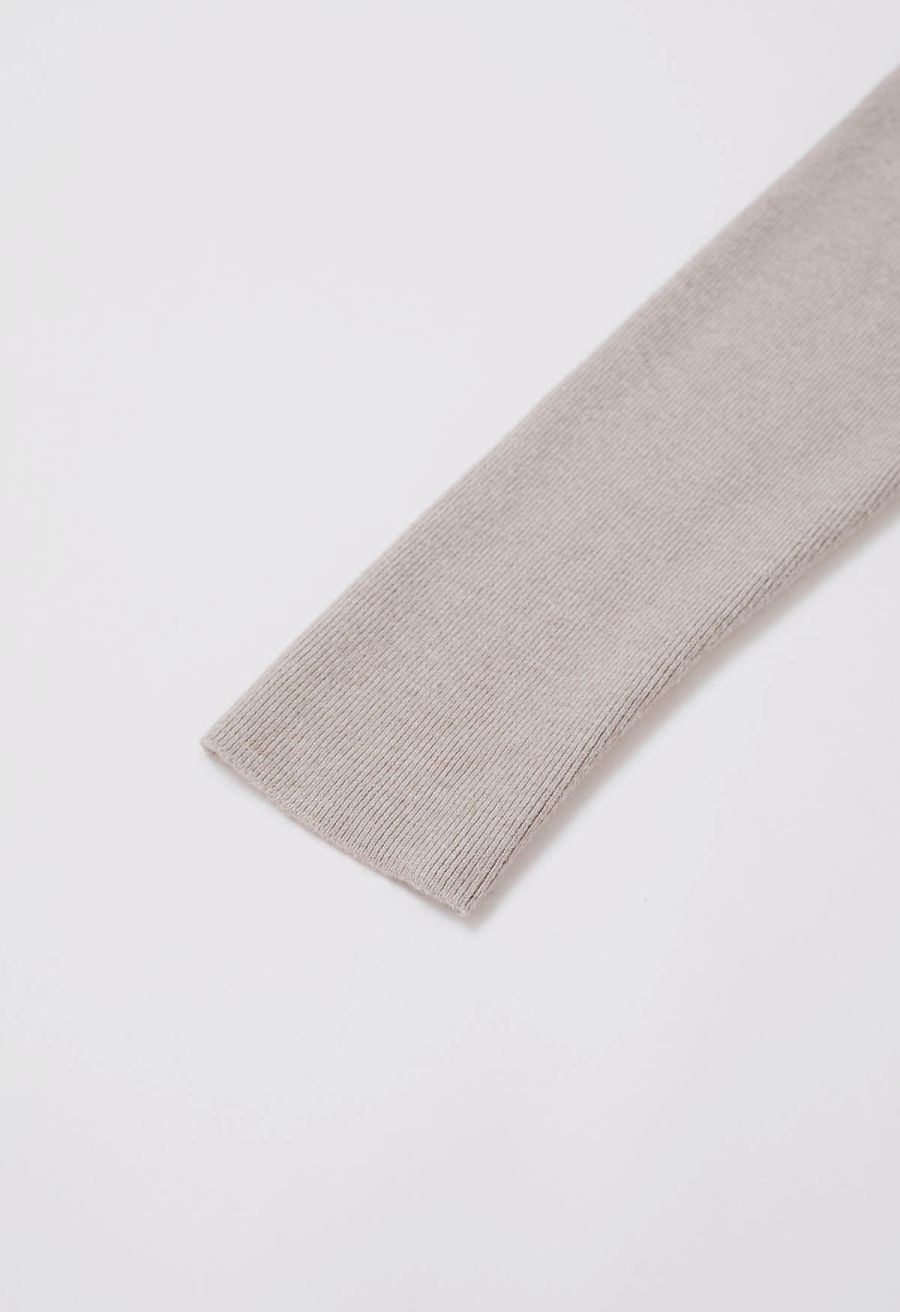 Turtleneck Gigot Sleeve Knit Top in Taupe