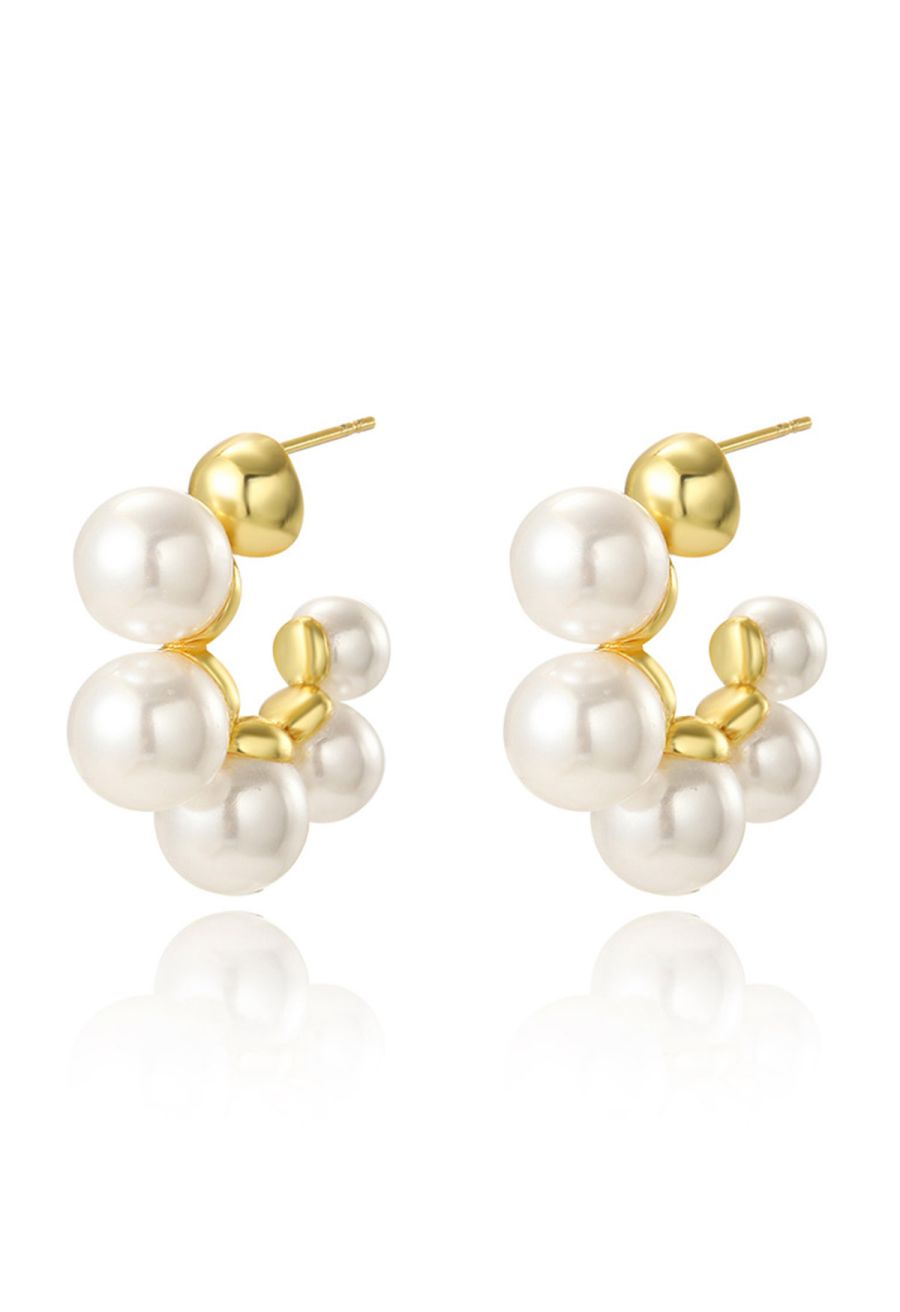 Elegant Pearl Golden Hoop Earrings