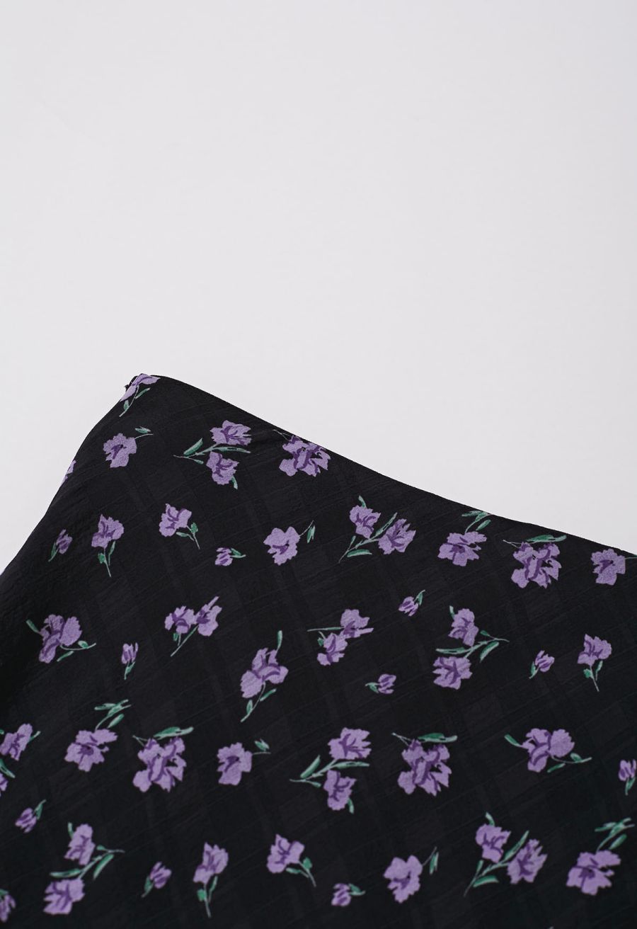 Purple Posy Textured A-Line Maxi Skirt
