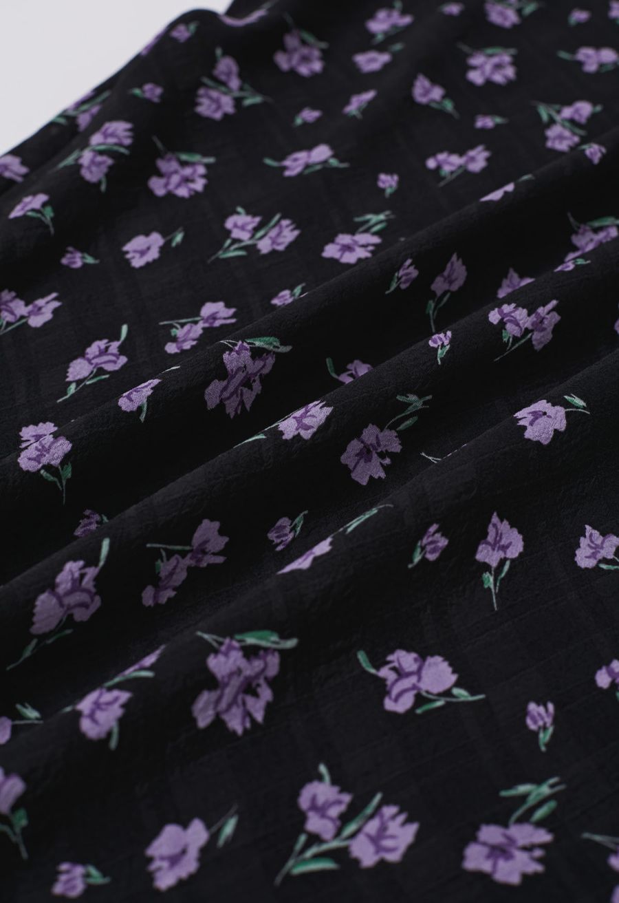 Purple Posy Textured A-Line Maxi Skirt