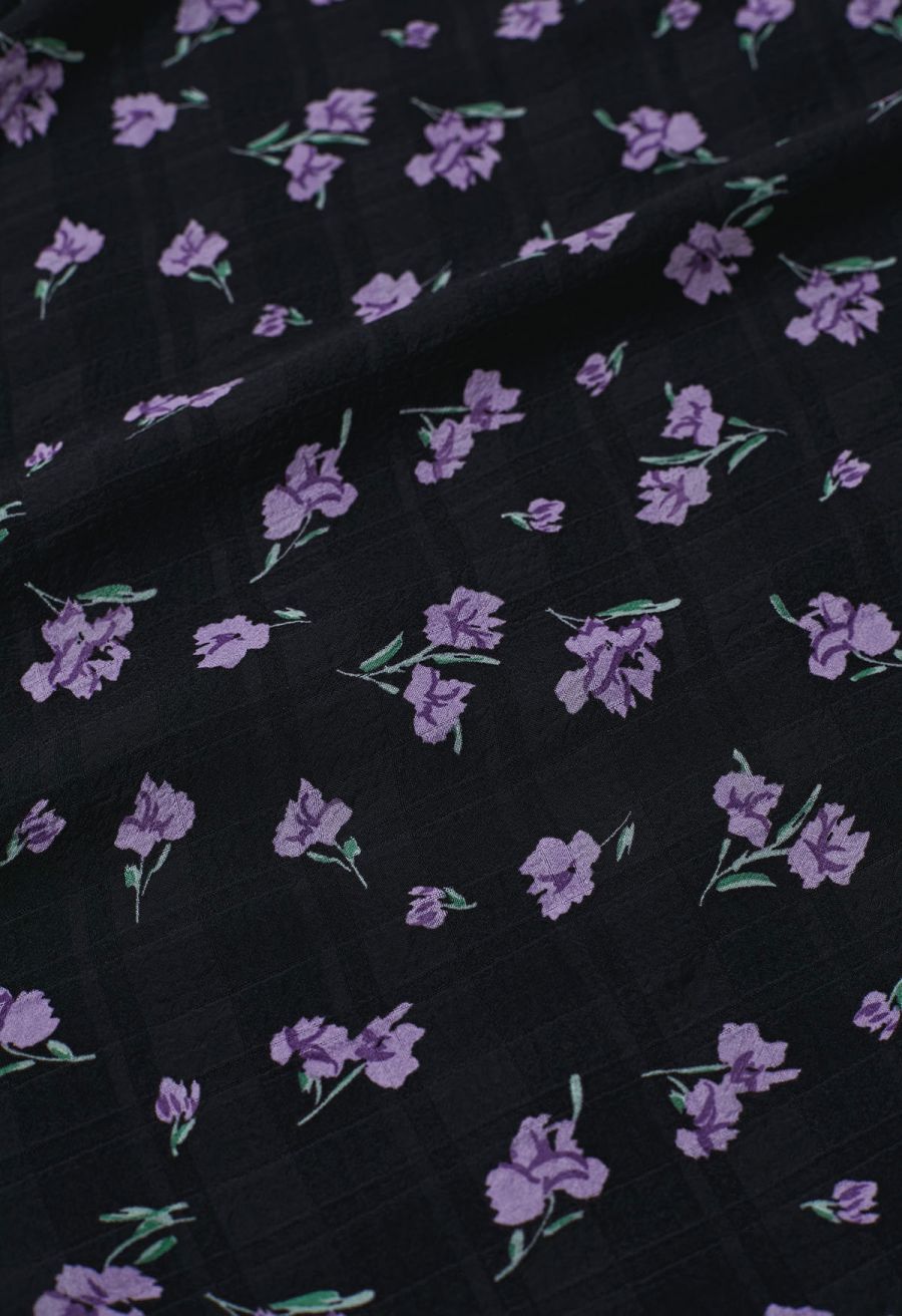Purple Posy Textured A-Line Maxi Skirt