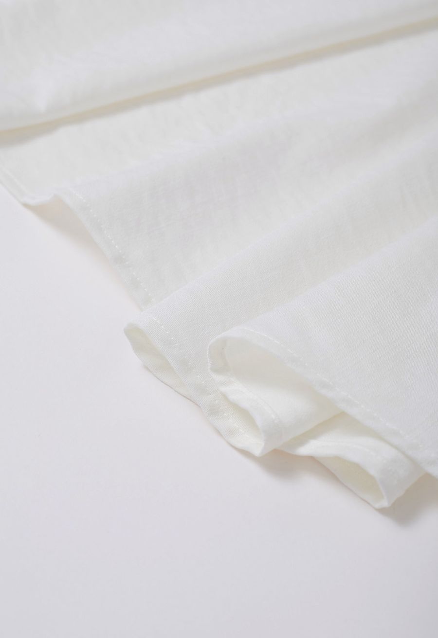 Modern Iconic Flap Pleated A-Line Maxi Skirt in White