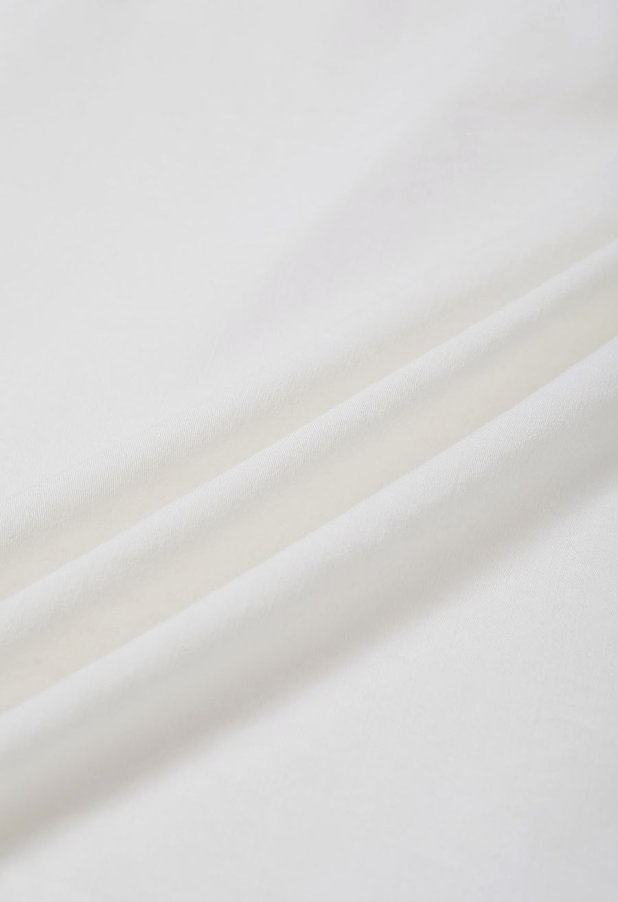 Modern Iconic Flap Pleated A-Line Maxi Skirt in White