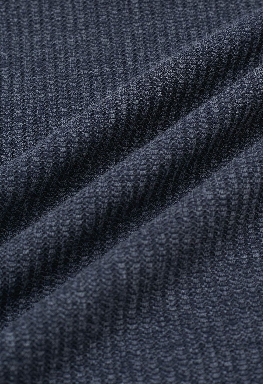 Mesh One-Shoulder Bowknot Ribbed Crop Top in Dusty Blue