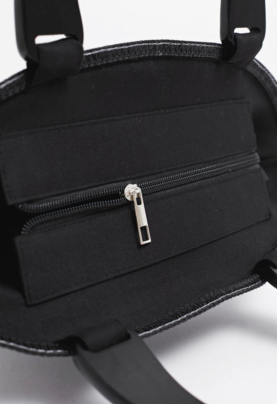 Bucket Hat Shape Woven Straw Beach Bag in Black