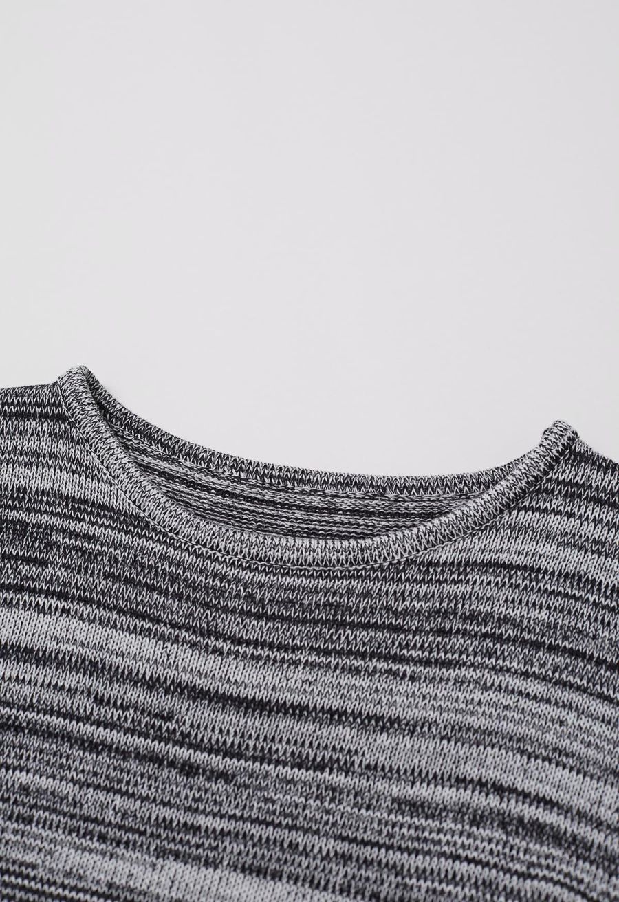 Casual Inspiration Melange Cotton Knit Vest in Black