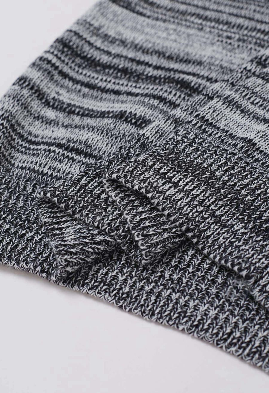 Casual Inspiration Melange Cotton Knit Vest in Black
