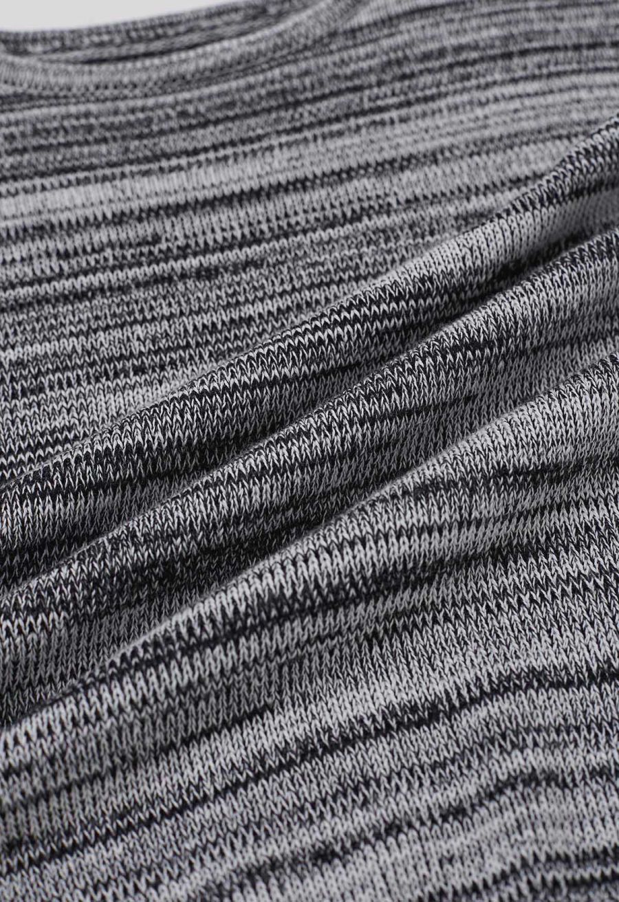 Casual Inspiration Melange Cotton Knit Vest in Black