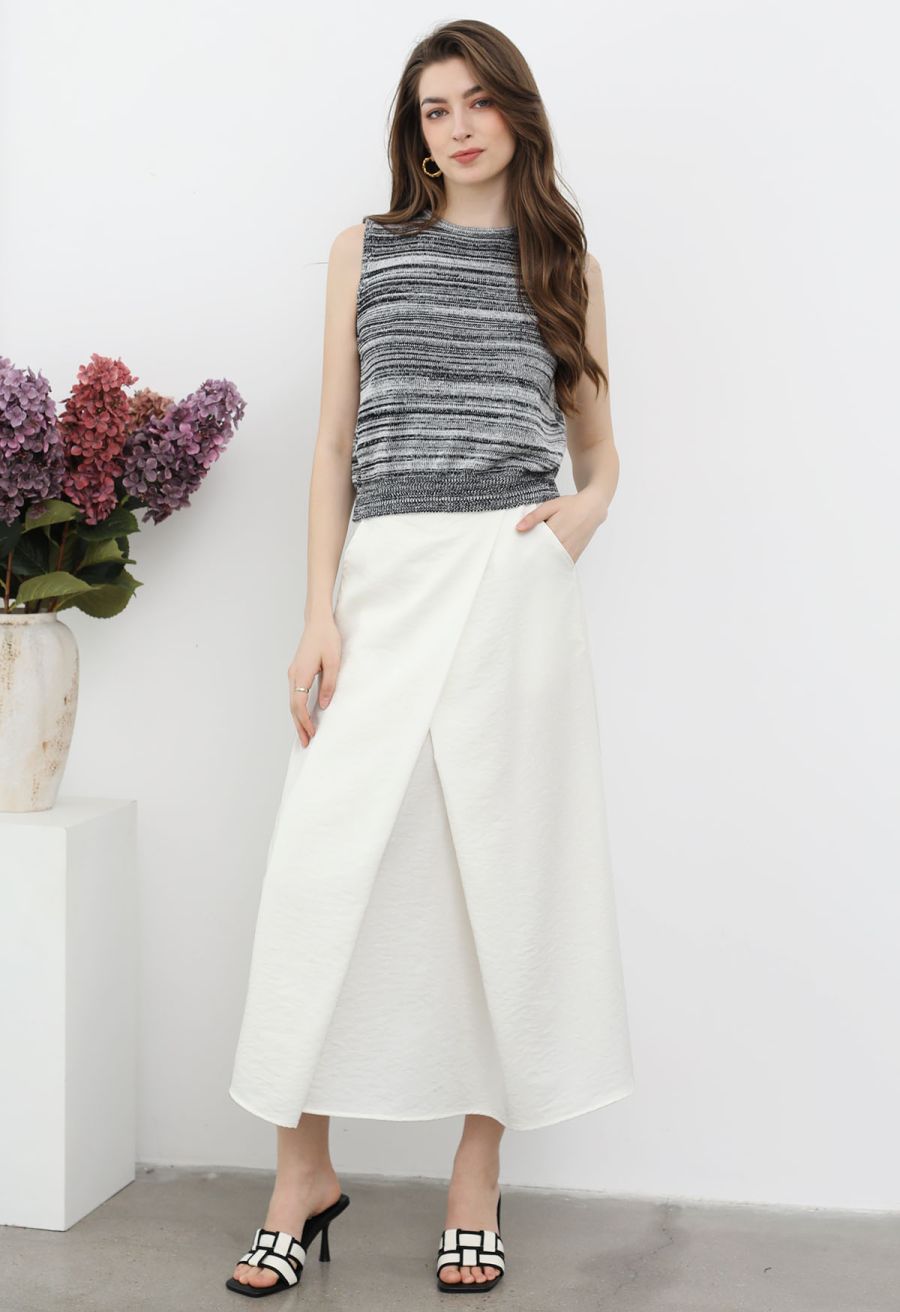 Casual Inspiration Melange Cotton Knit Vest in Black