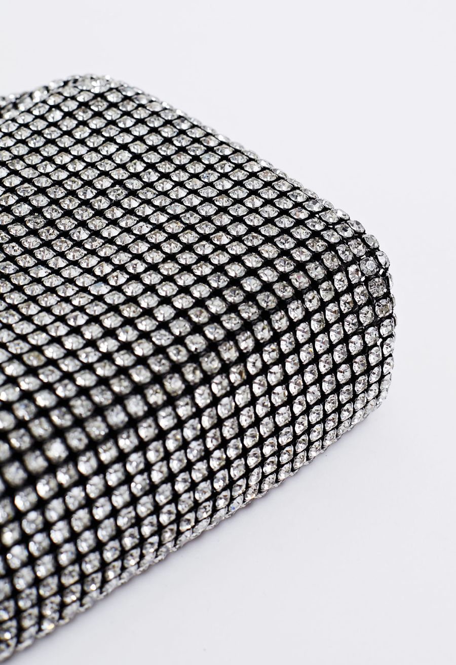 Lavish Full Rhinestone Beaded Handle Bag in Black