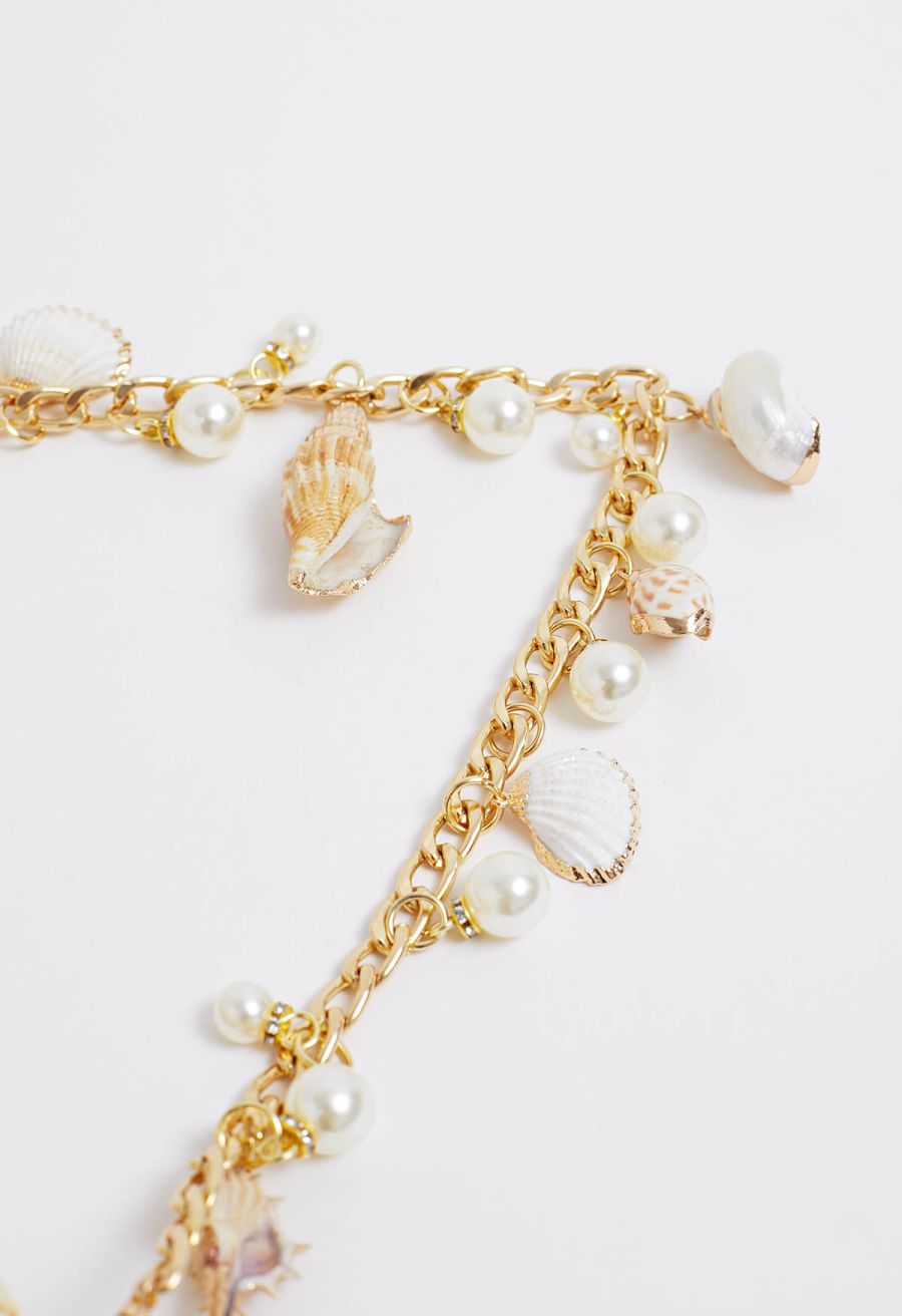 Seashell Woven Straw Envelope Bag