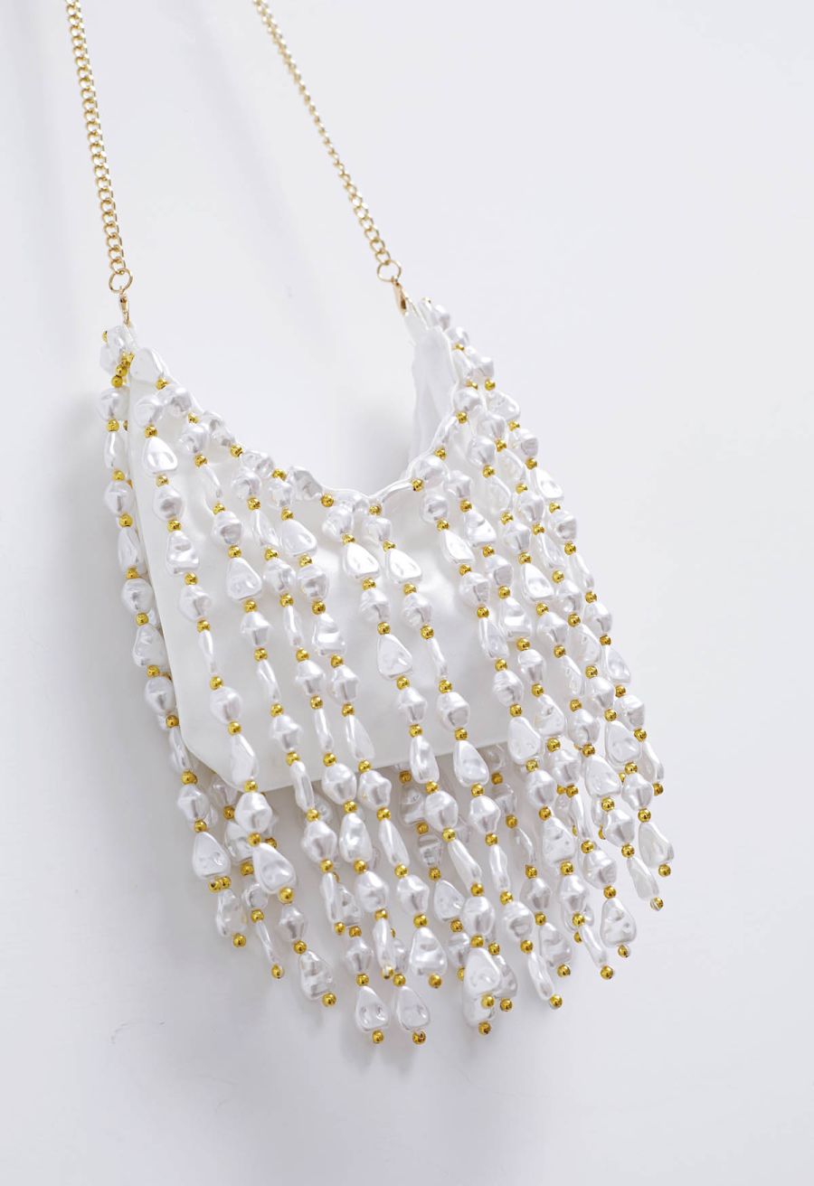 Tassel Baroque Pearl Satin Mini Bag