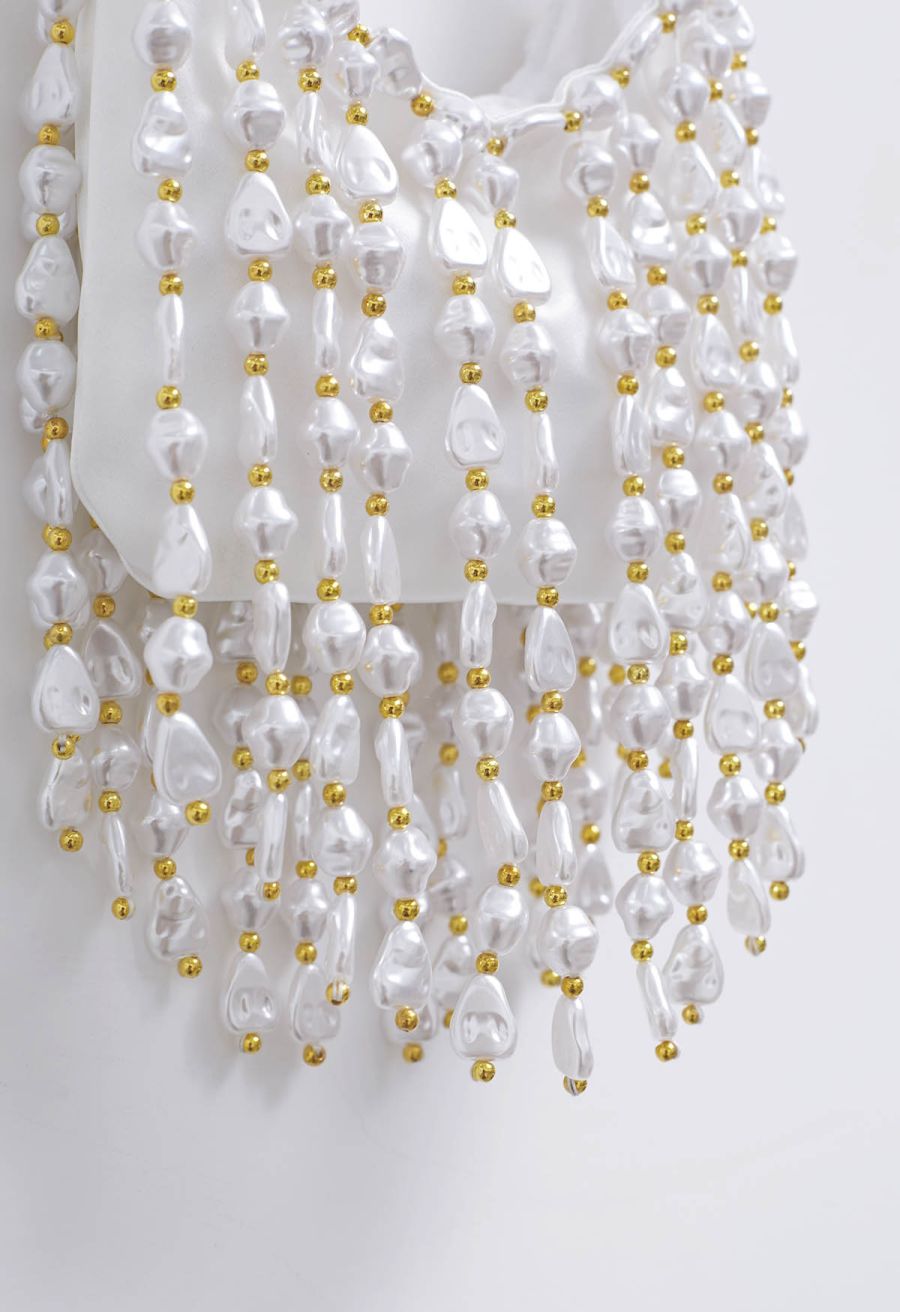 Tassel Baroque Pearl Satin Mini Bag