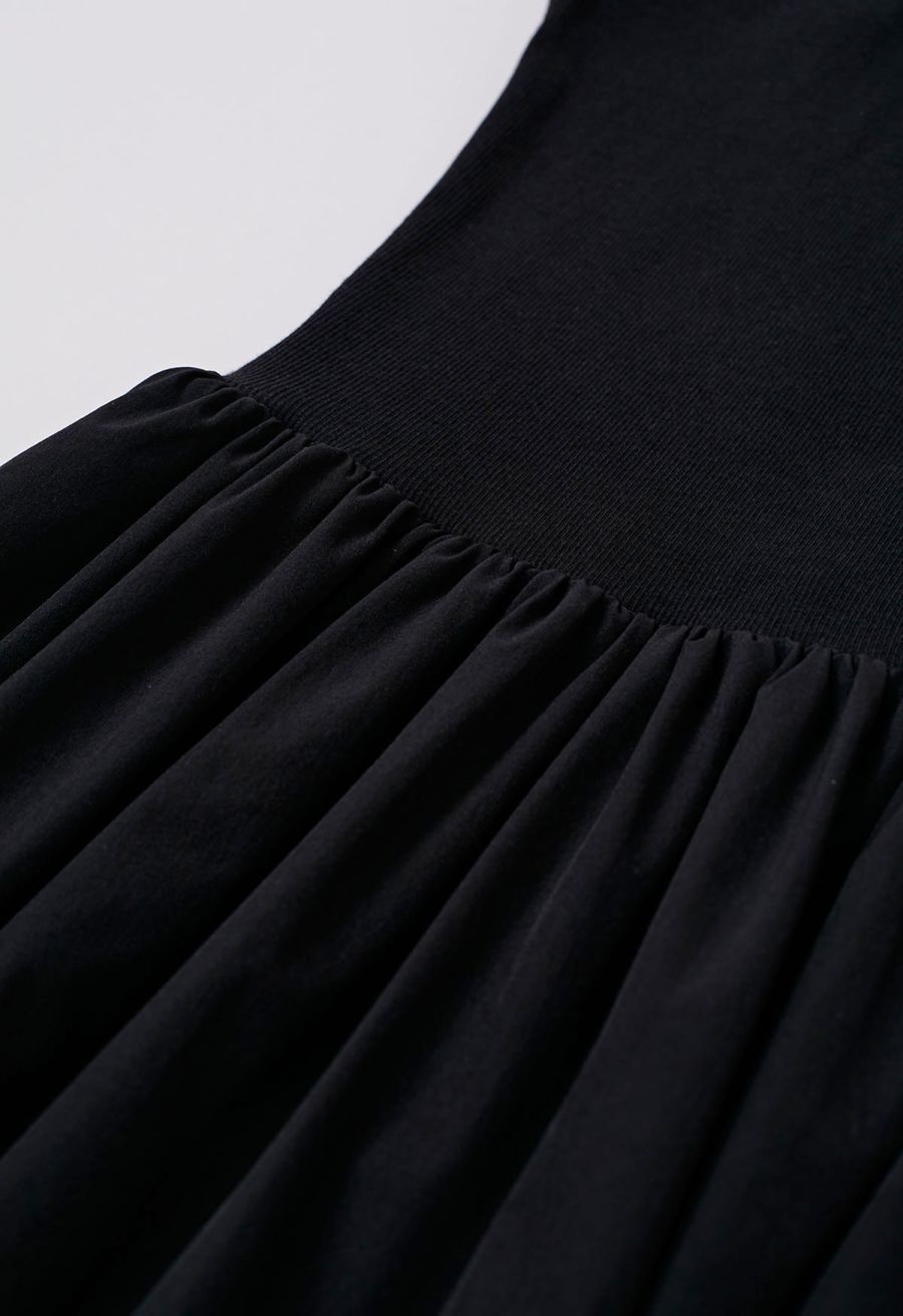 Pure Essence Side Pocket Split Halter Dress in Black