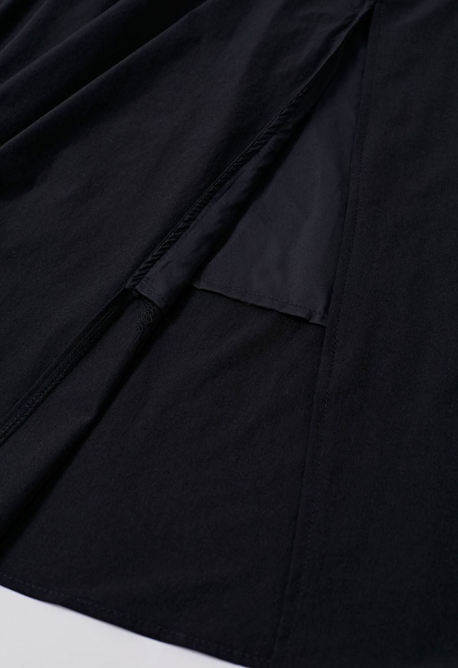 Pure Essence Side Pocket Split Halter Dress in Black