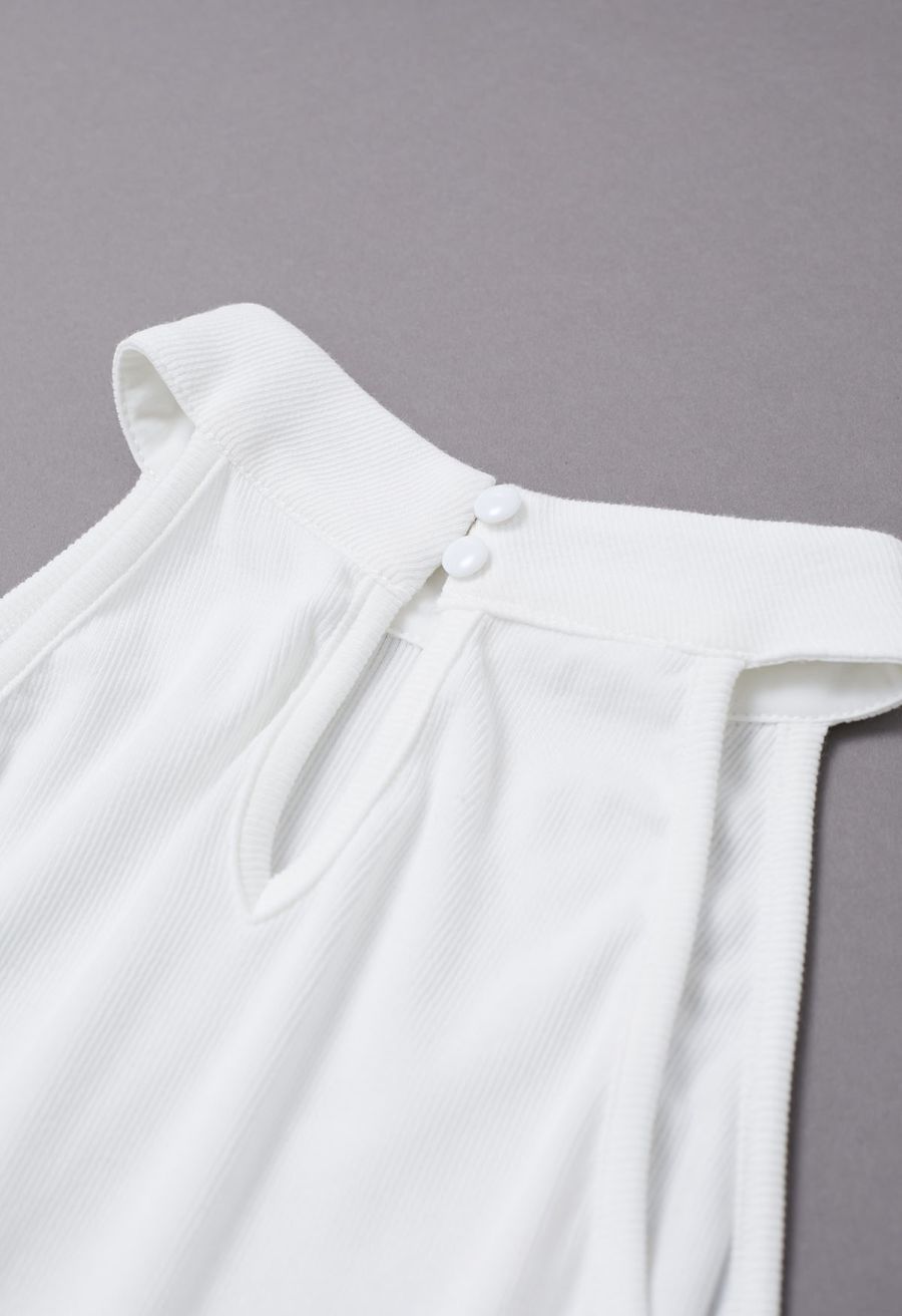 Pure Essence Side Pocket Split Halter Dress in White