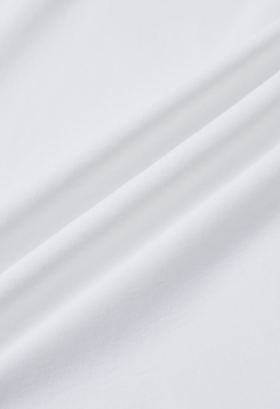 Halter Neck Ruched Asymmetric Maxi Dress in White