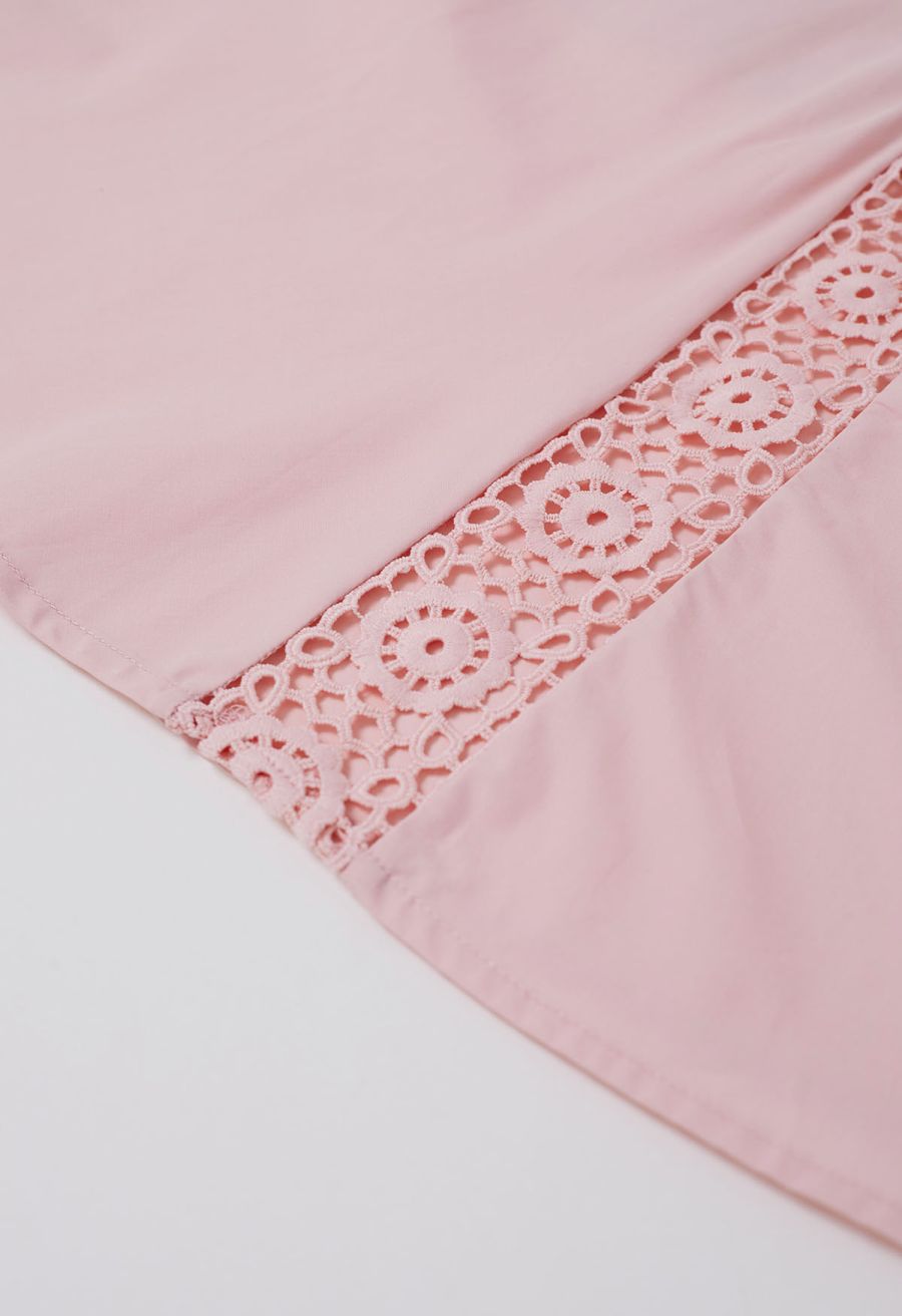 Sunflower Cutwork Lace Cami Maxi Dress in Light Pink