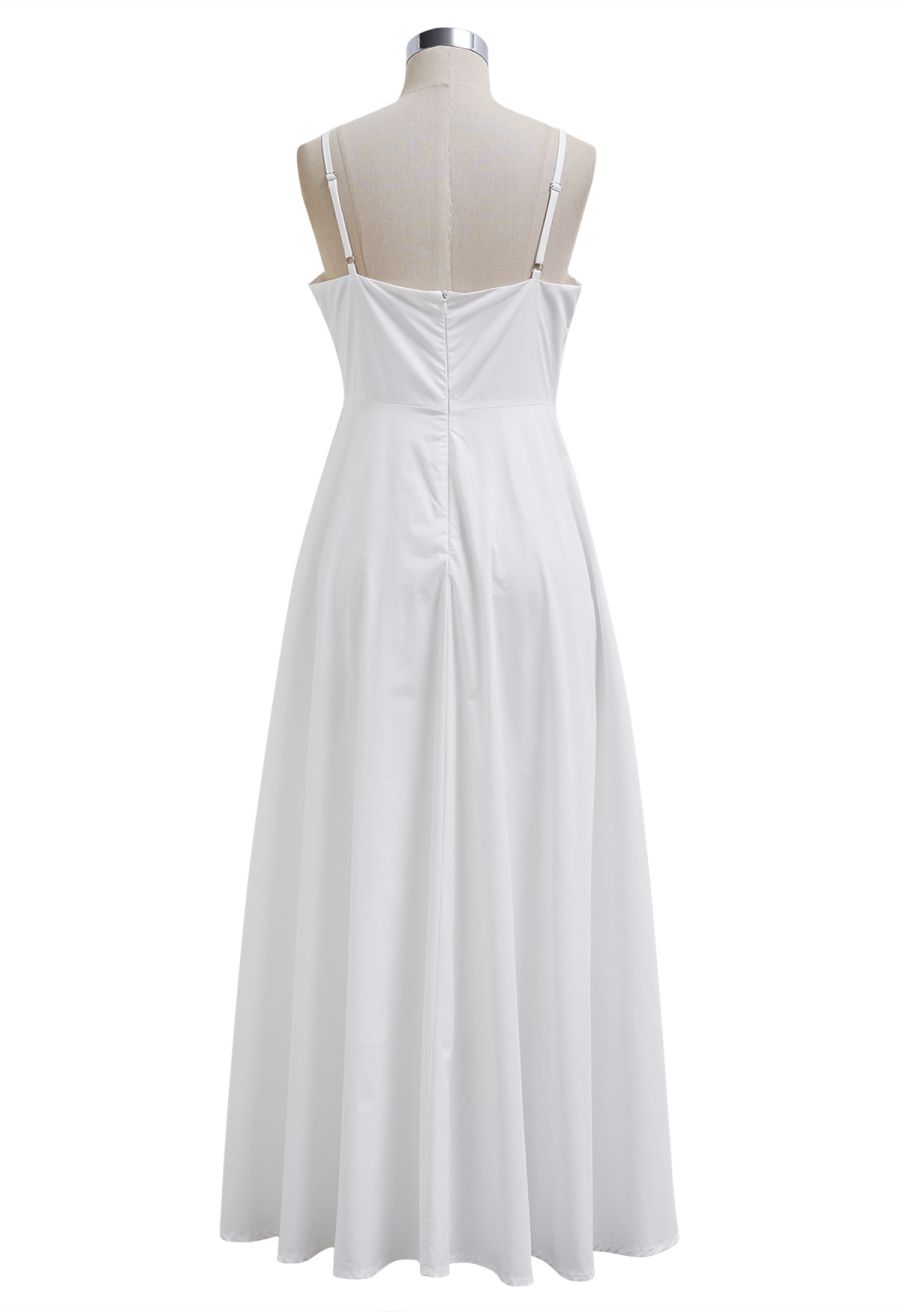 Sunflower Cutwork Lace Cami Maxi Dress in White