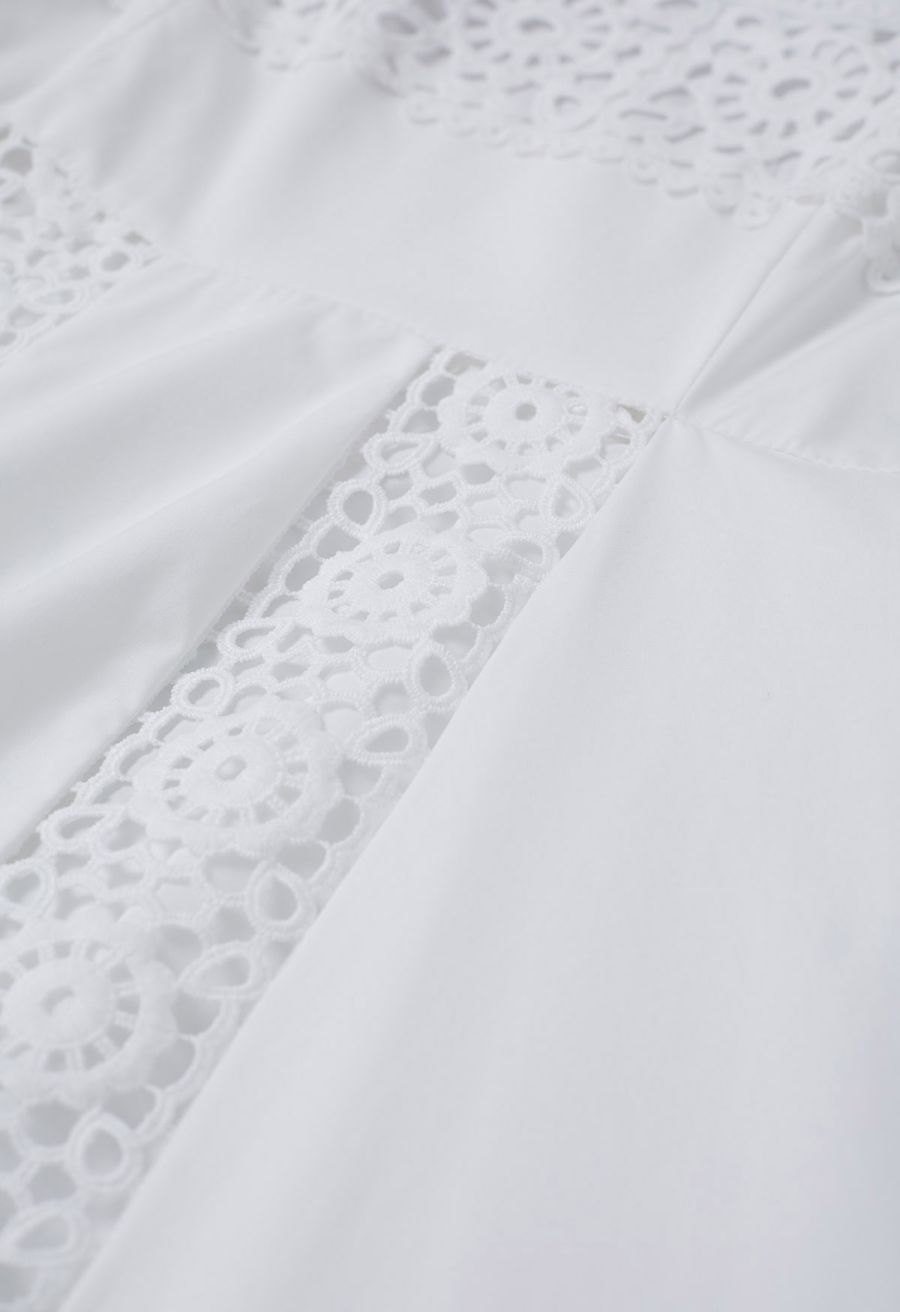 Sunflower Cutwork Lace Cami Maxi Dress in White