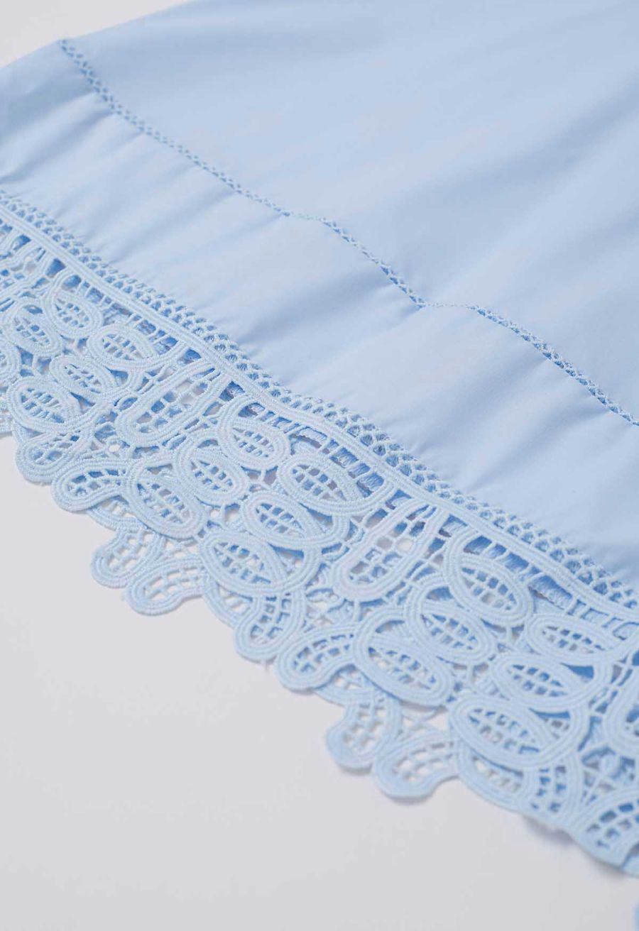 V-Neck Lace Panelled Sleeveless Maxi Dress in Baby Blue