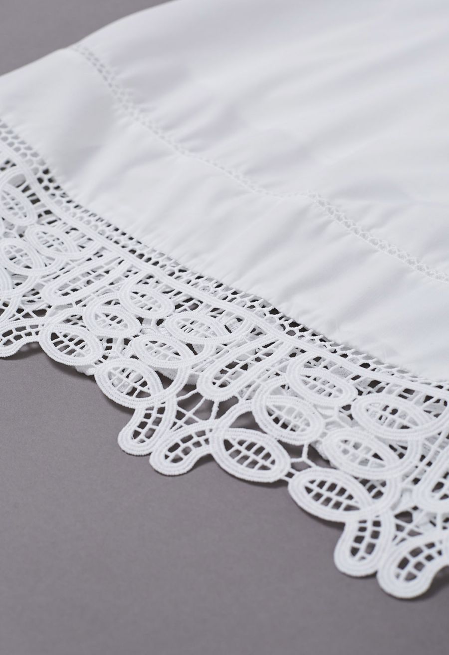 V-Neck Lace Panelled Sleeveless Maxi Dress in White