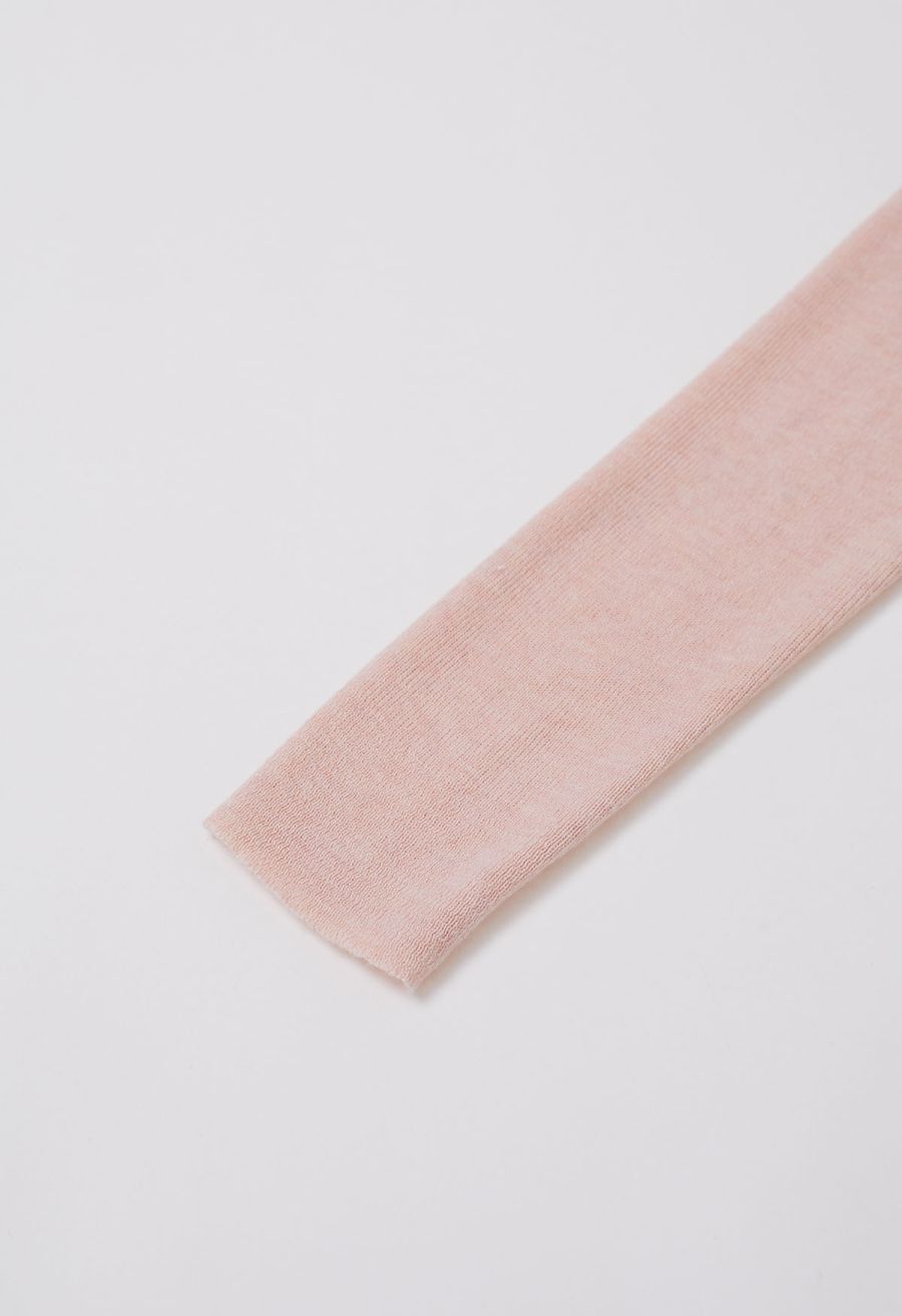Sweet Ease Mesh Shoulder Flap Knit Top in Pink