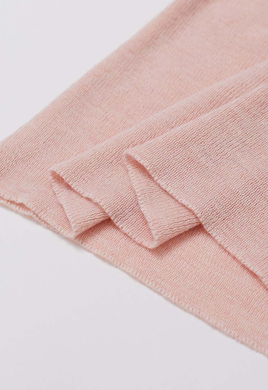 Sweet Ease Mesh Shoulder Flap Knit Top in Pink