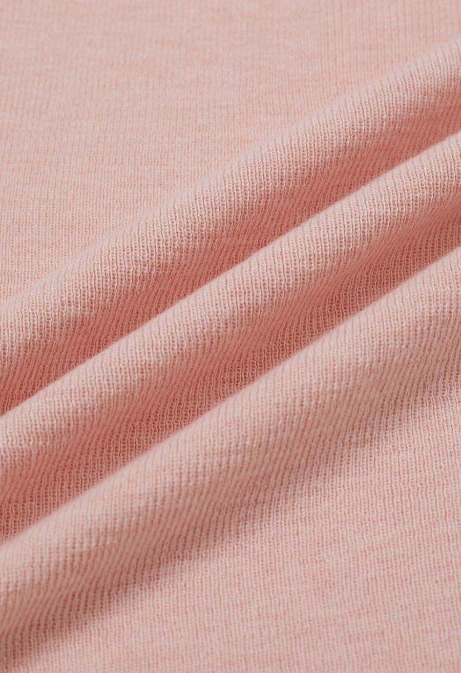 Sweet Ease Mesh Shoulder Flap Knit Top in Pink