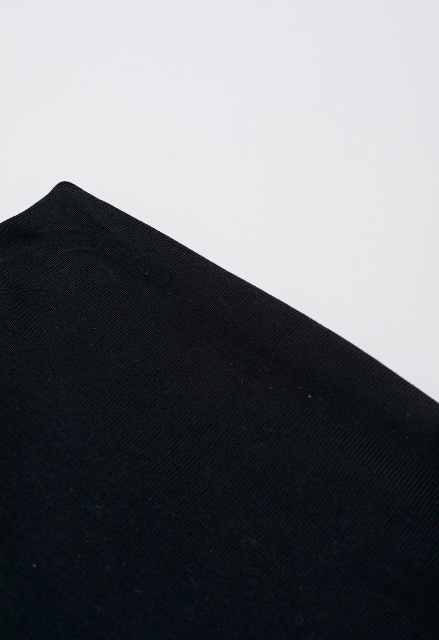 Short Sleeve Asymmetrical Knit Top in Black