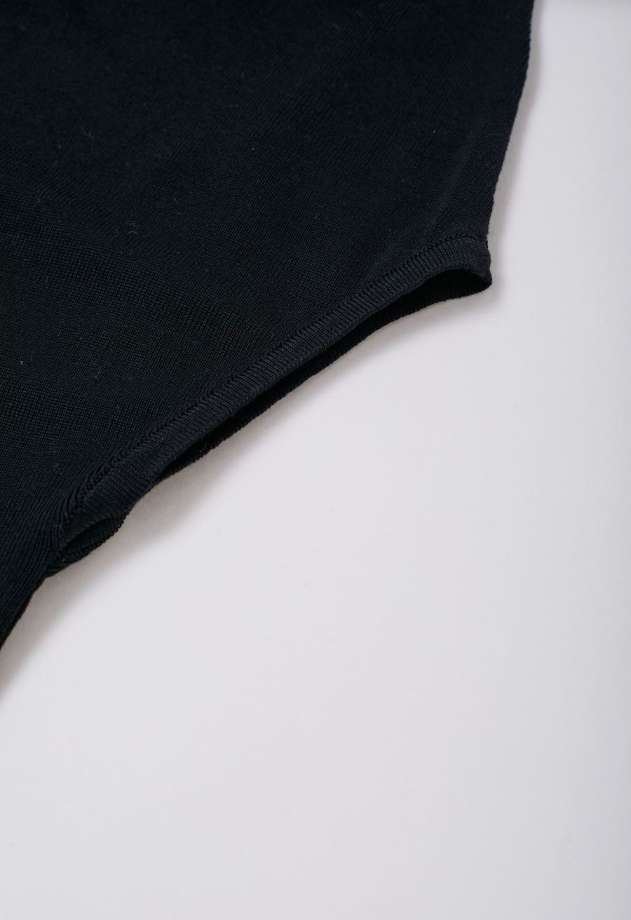 Short Sleeve Asymmetrical Knit Top in Black