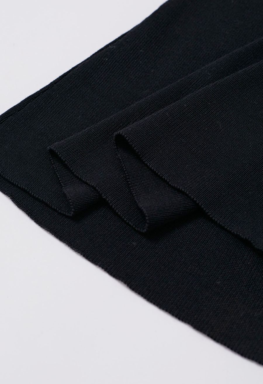 Short Sleeve Asymmetrical Knit Top in Black