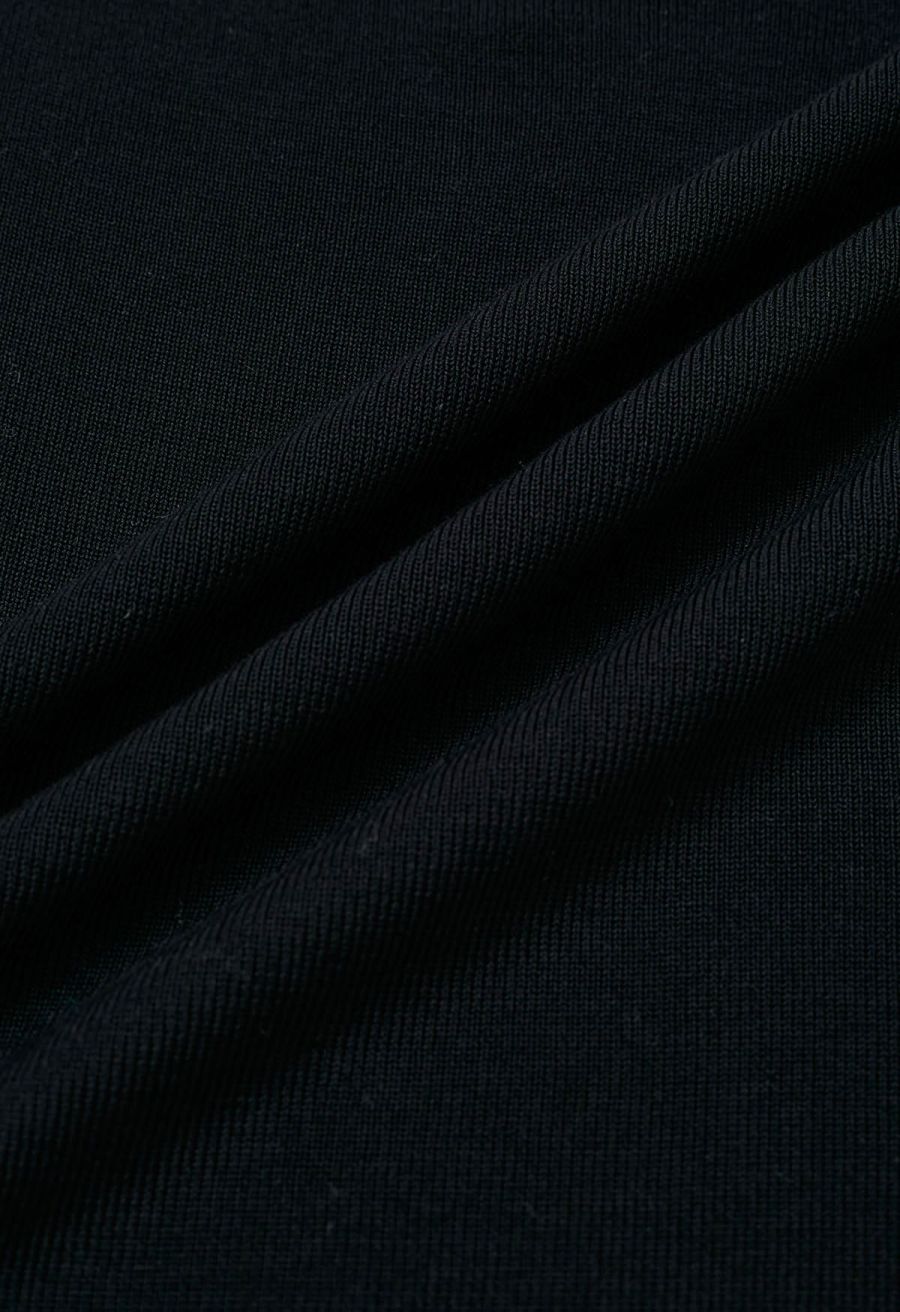 Short Sleeve Asymmetrical Knit Top in Black