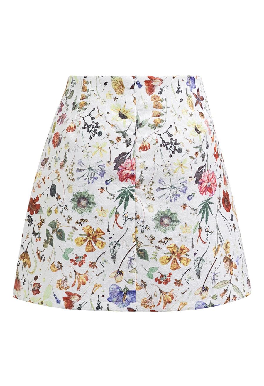 Botanical Garden Jacquard Mini Bud Skirt