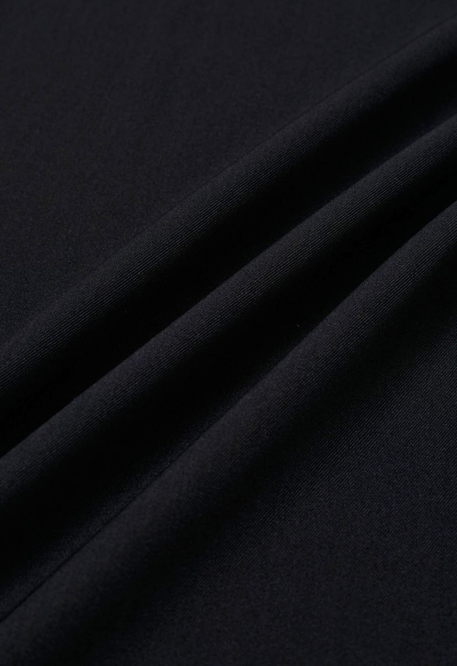 Accordion Pleats Waist Wide-Leg Pants in Black