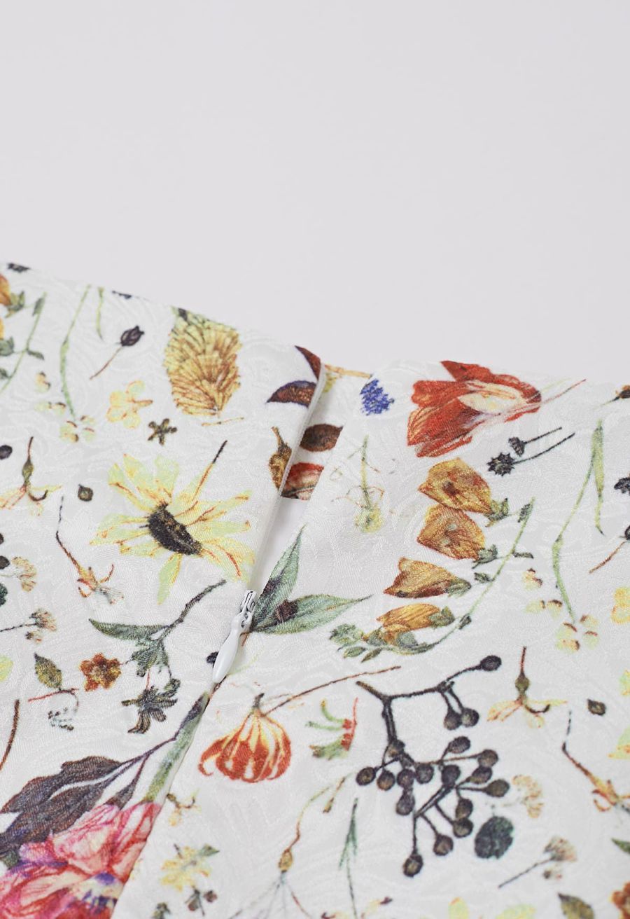 Botanical Garden Jacquard Mini Bud Skirt