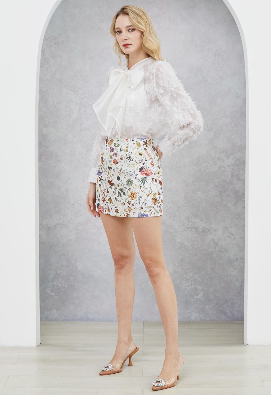 Botanical Garden Jacquard Mini Bud Skirt