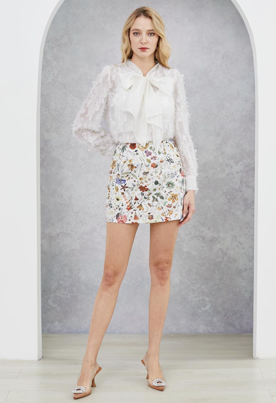 Botanical Garden Jacquard Mini Bud Skirt