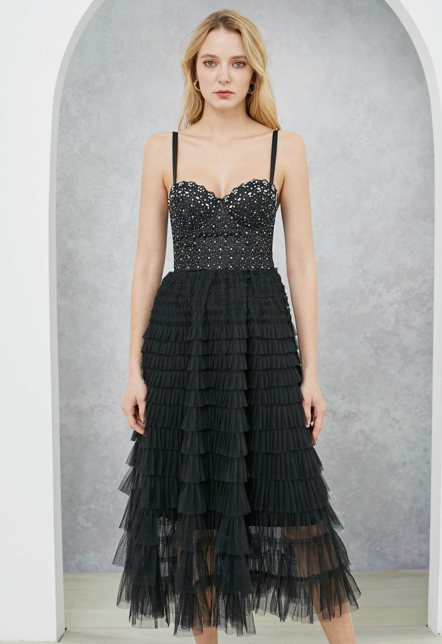 Swan Cloud Midi Skirt in Black