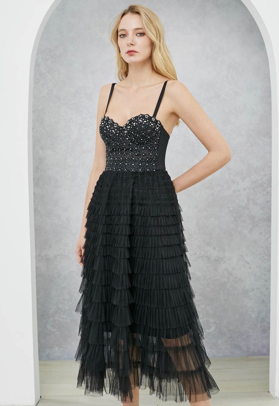 Swan Cloud Midi Skirt in Black