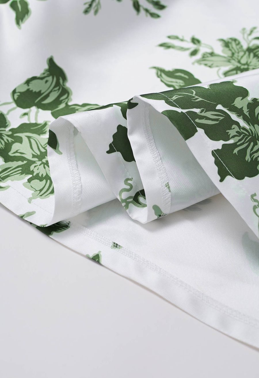 Elegant Nature Green Floral Sleeveless Midi Dress