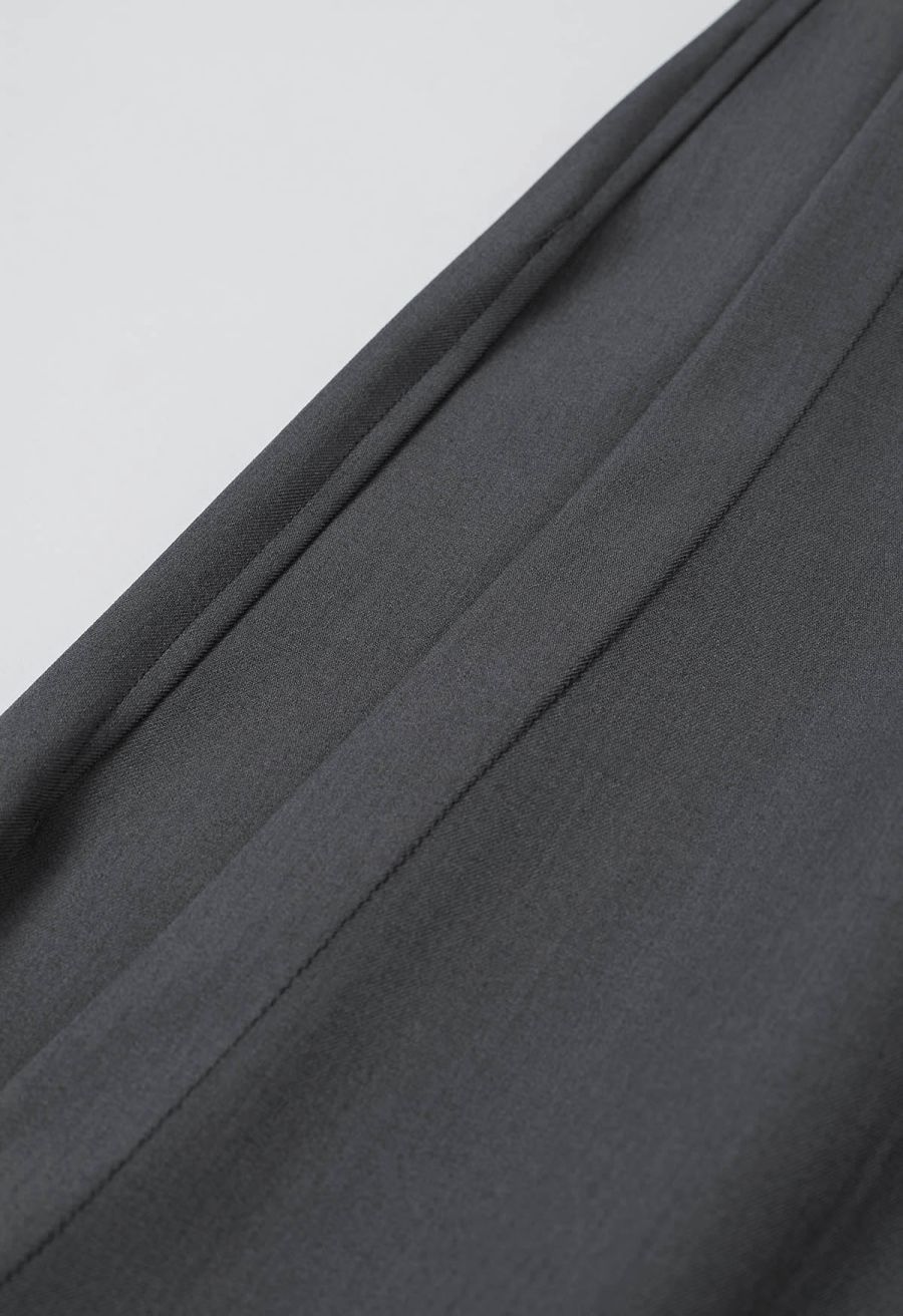 Front Welt Pockets Wide-Leg Pants in Smoke