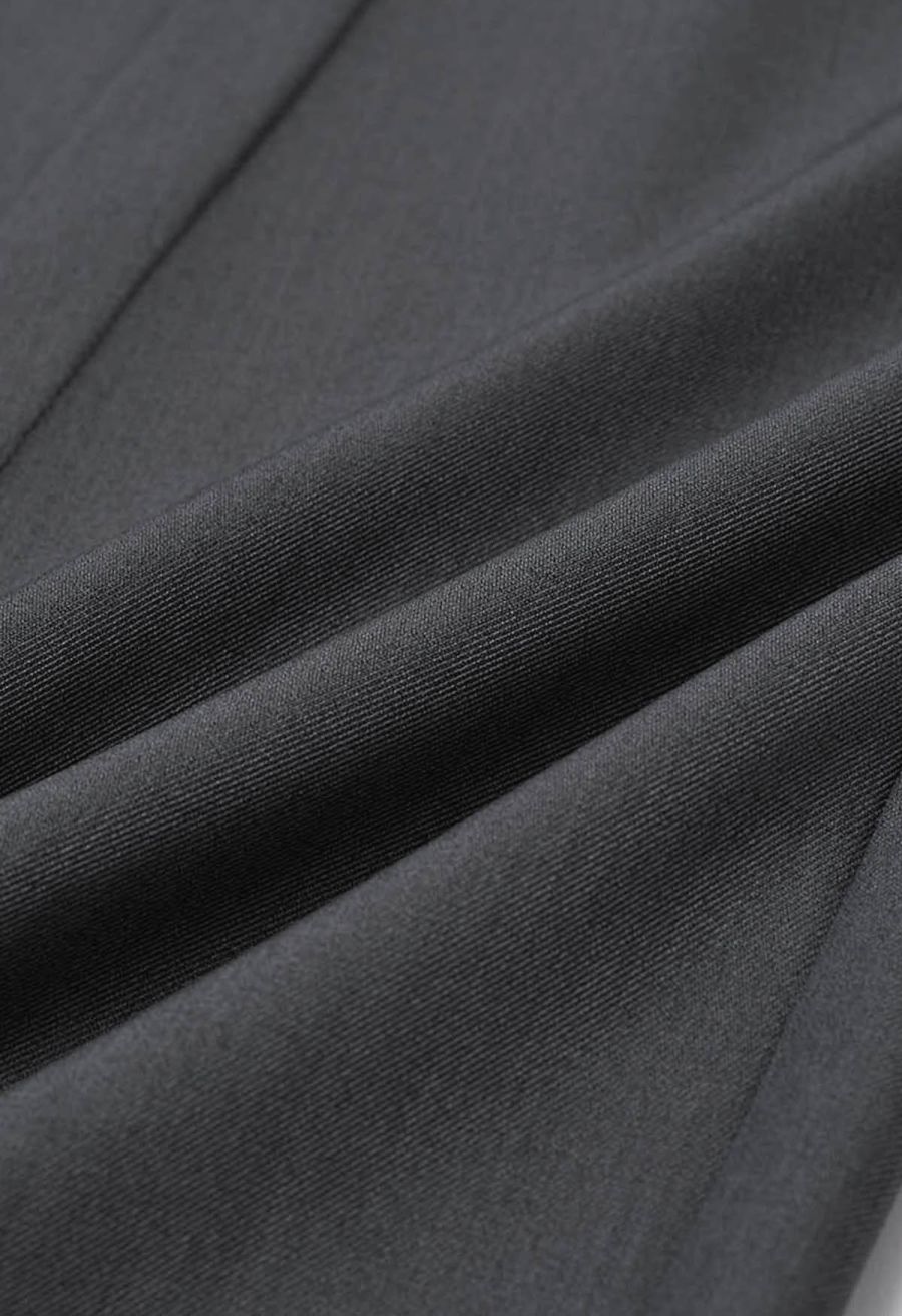 Front Welt Pockets Wide-Leg Pants in Smoke