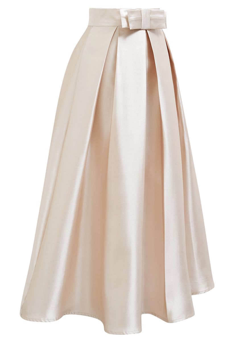 Luxurious Night Bowknot Pleated A-Line Skirt