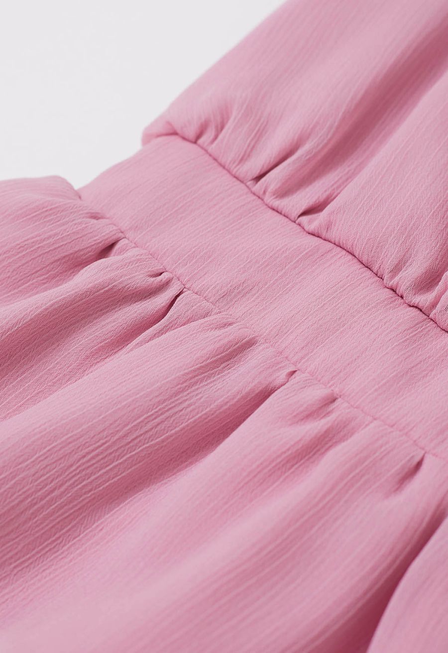 Faux-Wrap Puff Sleeve Peplum Top