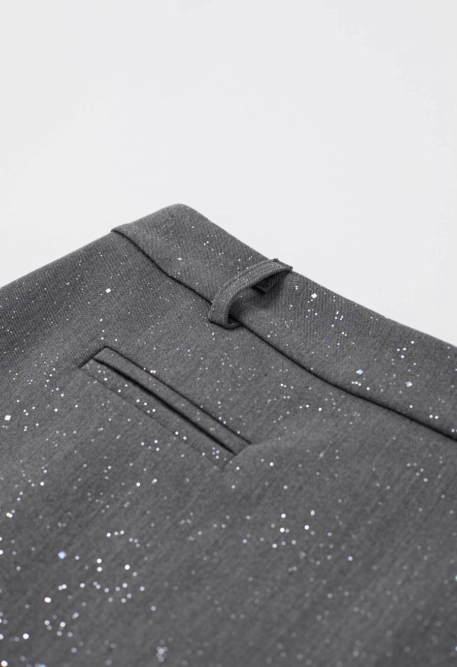 Starry Night Belted Mini Bud Skirt in Grey