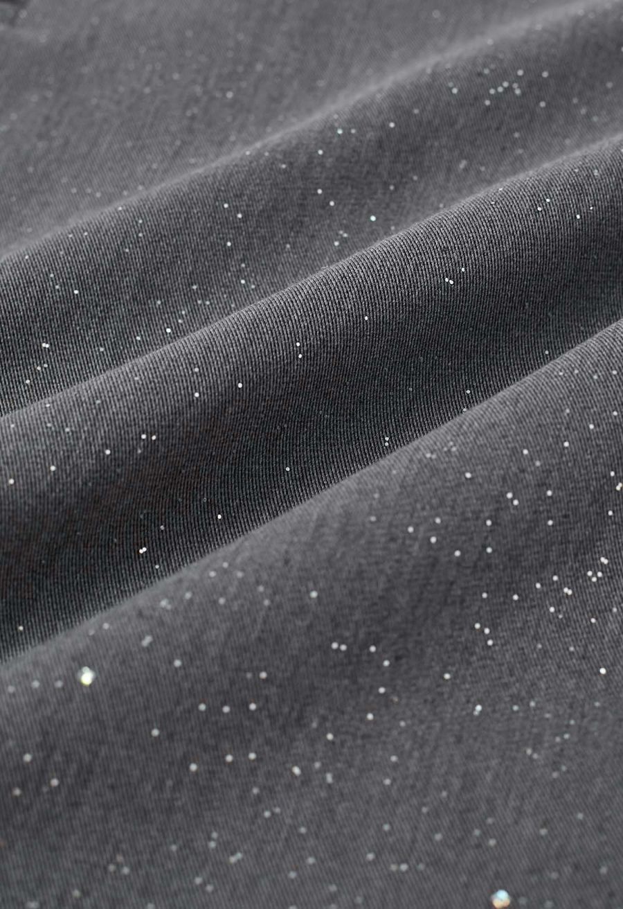 Starry Night Belted Mini Bud Skirt in Grey