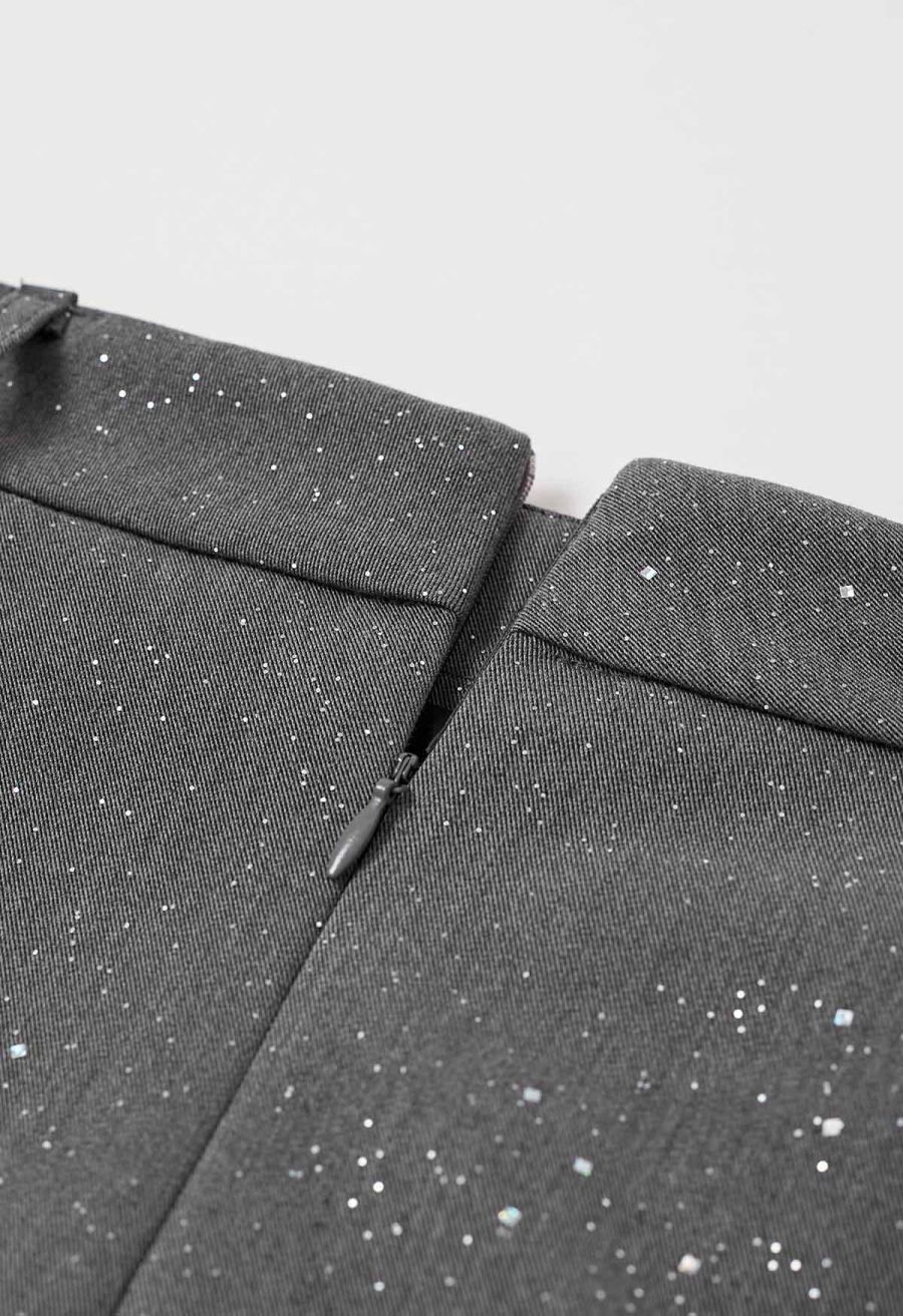 Starry Night Belted Mini Bud Skirt in Grey