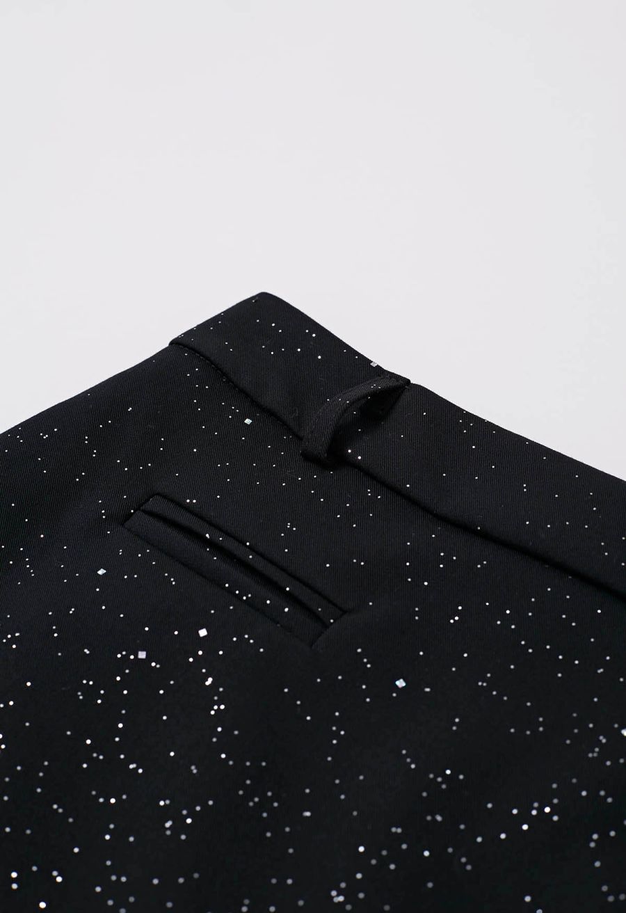 Starry Night Belted Mini Bud Skirt in Black